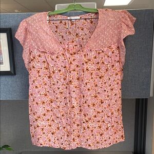 Pink floral blouse